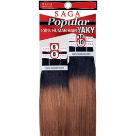 SAGA POPULAR YAKY 100% HUMAN HAIR WEAVE 4PCS 8/8/10/10